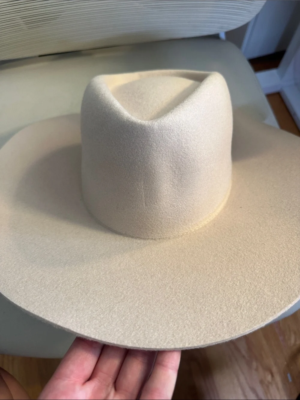 GIGI PIP Wide Brim Felt Fedora Hat in Beige